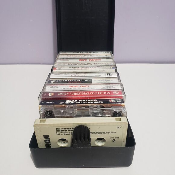 Cassette Tape Vintage Country Classics Lot Of 12 Assorted /w Hard Cover Case - Picture 1 of 11